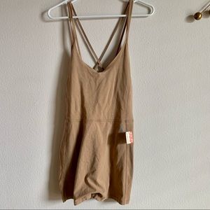 FP Movement Hot Shot Shortie Knit Romper Burnt Topaz / Tan, M NWT